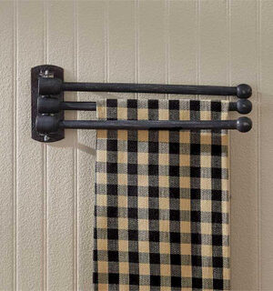 3 Prong Wood Towel Rack - Black