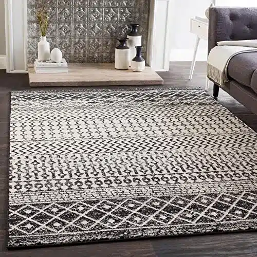 Artistic Weavers Chester Boho Moroccan Area Rug,7’10” x 11′,Black