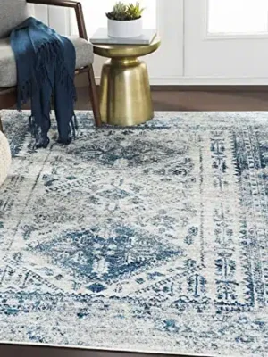 Artistic Weavers Desta Vintage Oriental Area Rug, 3’11” x 5’7″, Blue/White