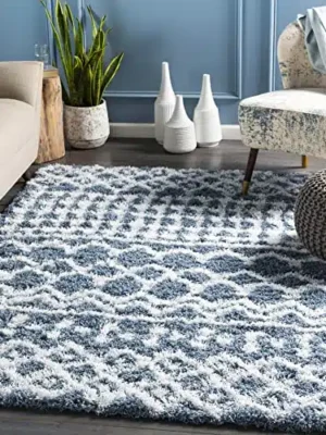 Artistic Weavers Hapsburg Moroccan Shag Area Rug, 5’3″ x 7’3″, Denim