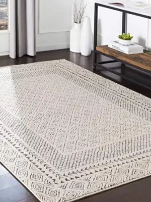 This rug measures 5 ft 3 in (width) x 7 ft 3 in (length). This piece features intricate carving to create a unique high/low texture Designed to withstand everyday wear, this rug is kid approved and pet friendly. Perfect for high traffic areas of your home such as living room, dining room, kitchen, and hallways