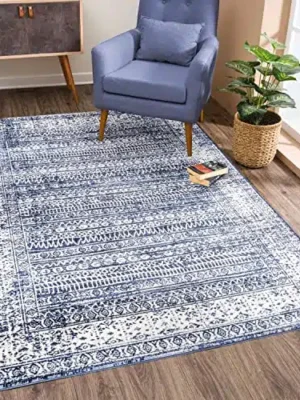 Bloom Rugs 6×9 Rug – Blue Traditional Geometric Area Rug for Living Room, Bedroom, Dining Room, and Kitchen – Exact Size: 6′ x 9′