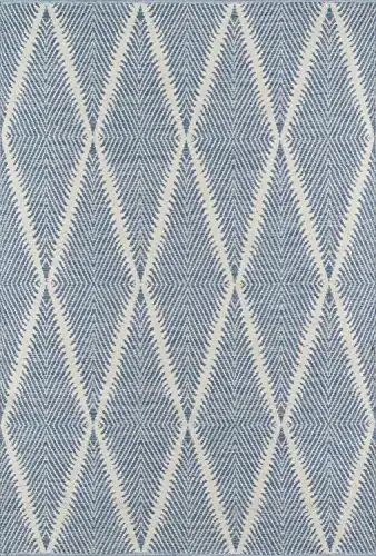 Erin Gates by Momeni River Beacon Denim Hand Woven Indoor Outdoor Area Rug, 5’7″ X 7’6″ Size Mat For Living Room, Bedroom, Dining Room, Nursery, Hallways, And Home Office