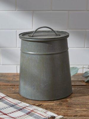 Gray Metal Cookie Jar