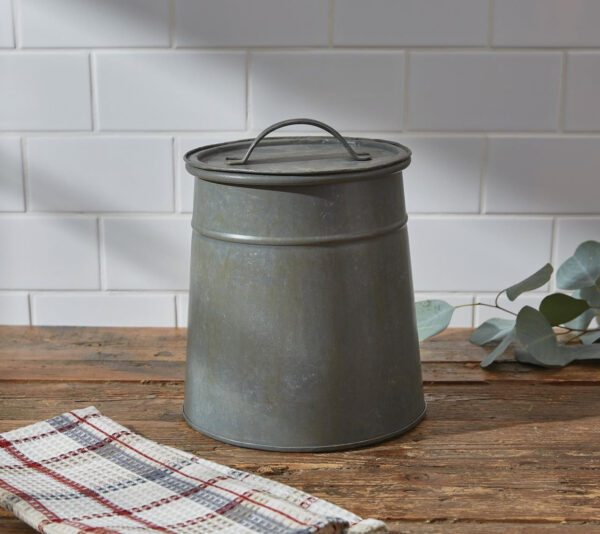 Gray Metal Cookie Jar