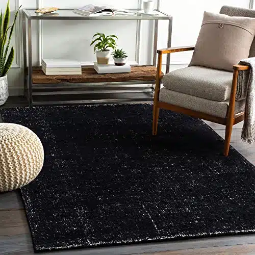 Mark&Day Area Rugs, 12×15 Giles Solid and Border Black Area Rug, Black/White Carpet for Living Room, Bedroom or Kitchen (12′ x 15′)