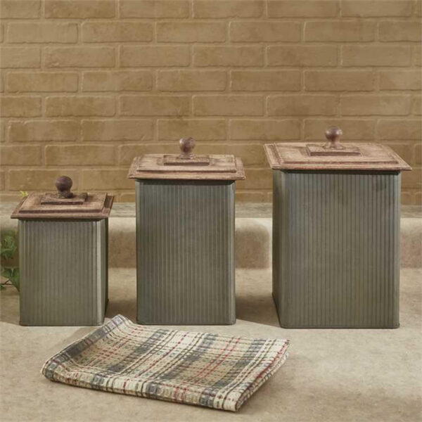 Norwood Canisters with Wood Lids - Set of 3