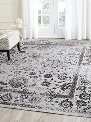 SAFAVIEH Adirondack Collection Area Rug – 8′ x 10′, Grey & Black, Oriental Distressed Design, Non-Shedding & Easy Care, Ideal for High Traffic Areas in Living Room, Bedroom (ADR109B)