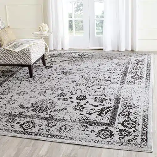 SAFAVIEH Adirondack Collection Area Rug – 8′ x 10′, Grey & Black, Oriental Distressed Design, Non-Shedding & Easy Care, Ideal for High Traffic Areas in Living Room, Bedroom (ADR109B)