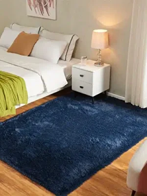 YQQRIGRO 8×10 Feet Rugs for Bedroom, Navy Blue Super Soft Shaggy Rugs Fluffy Carpets, Indoor Modern Plush Area Rugs for Living Room Dorm Kids Room, Fuzzy Non-Slip Rugs for Kids Boys Girls